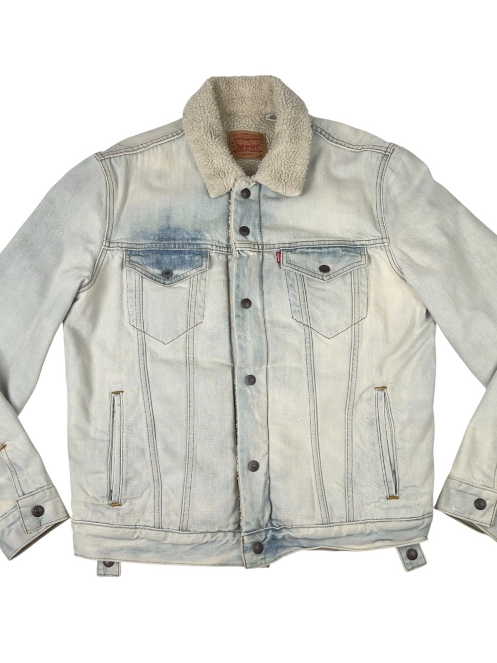 Supreme x Levi's Bleached Sherpa Trucker Jacket Size Medium FW16